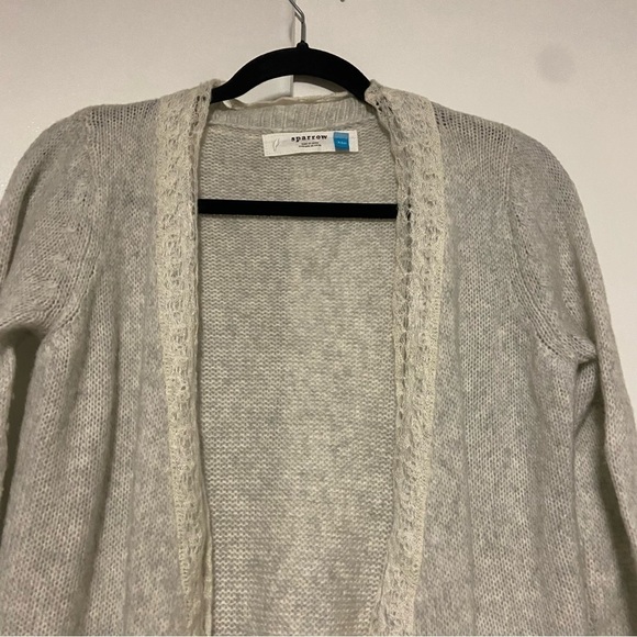 Anthropologie Sparrow Gray Cream Knit wool mohair blend Cardigan Size XSP - Picture 3 of 5